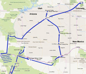 Map of north-east Arizona.