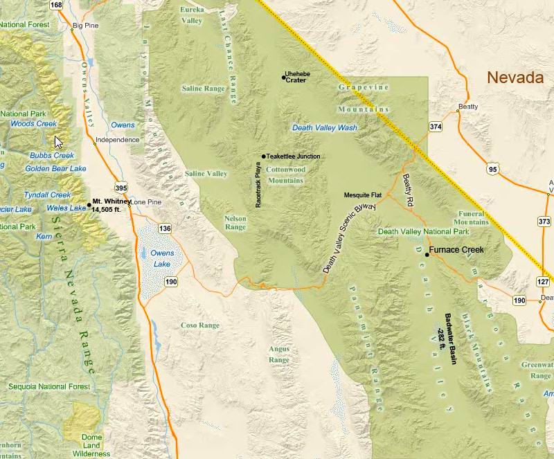 Map of Death Valley National Park.