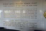 Sign within the lobby of the Robert Moses Niagara Hydroelectric Power Plant visitors center.
